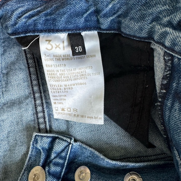 3X1 Shelter Austin Straight Crop Jean in Byrd Med Wash High Rise  Chewed Hem 30 - Picture 5 of 5